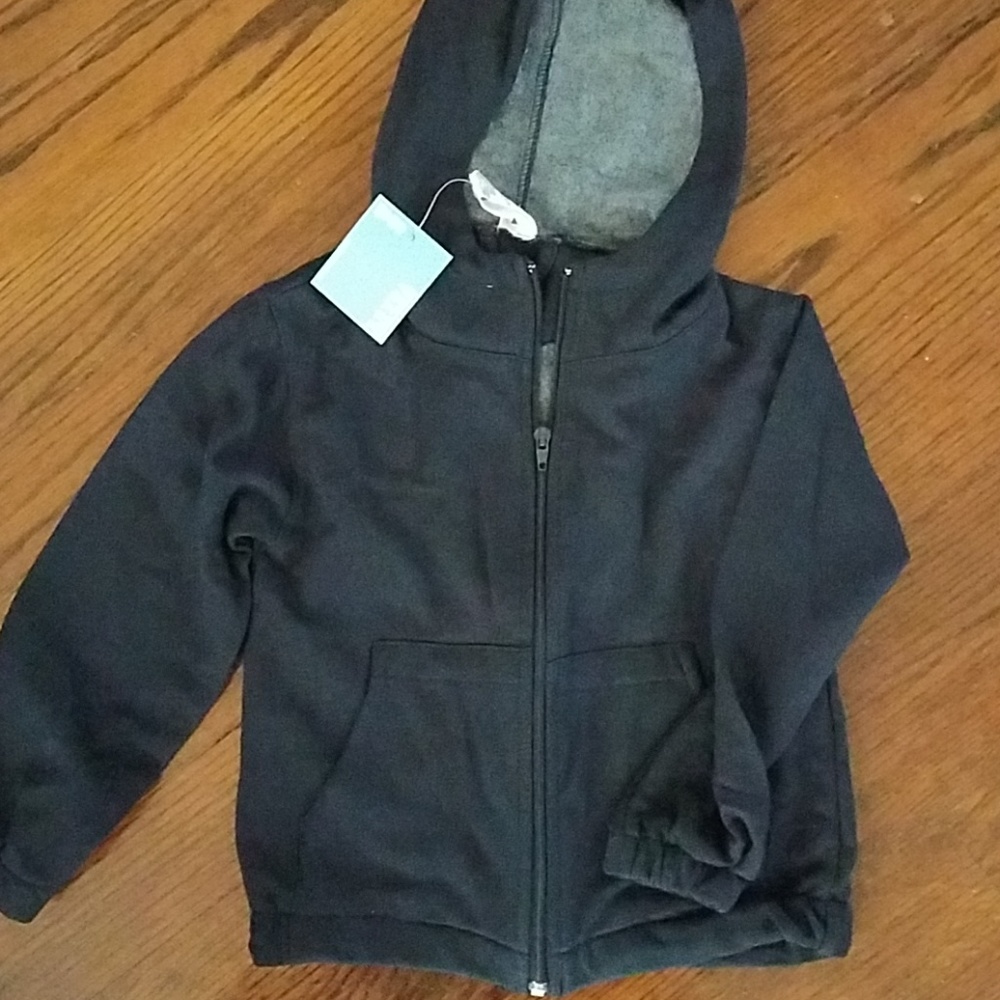Kids size 6 navy zip hooded jacket